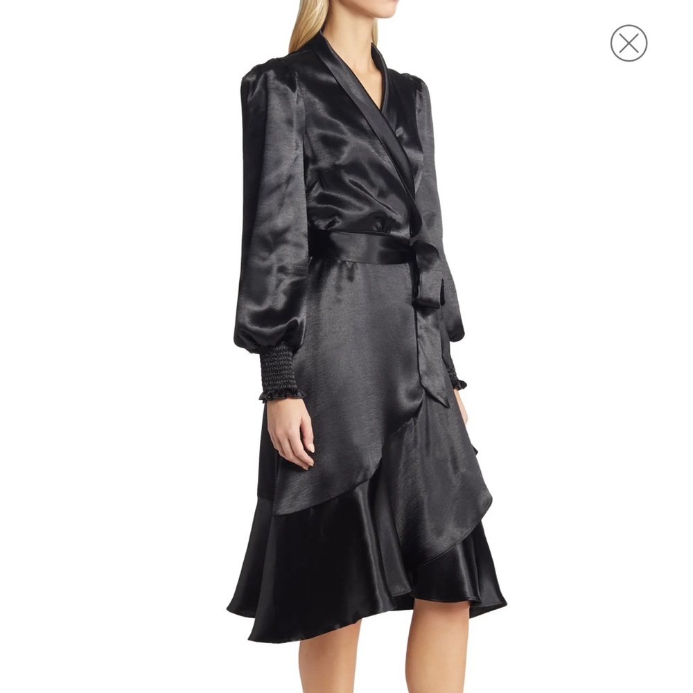 NEW Rachel Parcell Long Sleeve Satin Wrap Dress - L